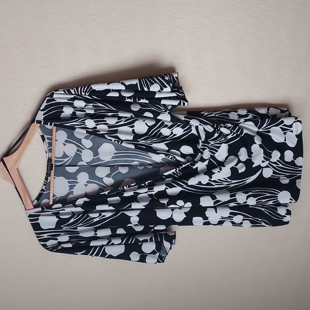 Black and White Wrap Blouse